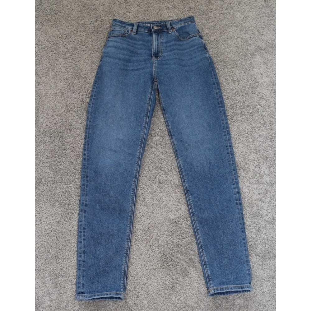 American Eagle Womens Skinny Leg Jeans Blue Stretch Mid Rise Size 0‎ Vtg 90s